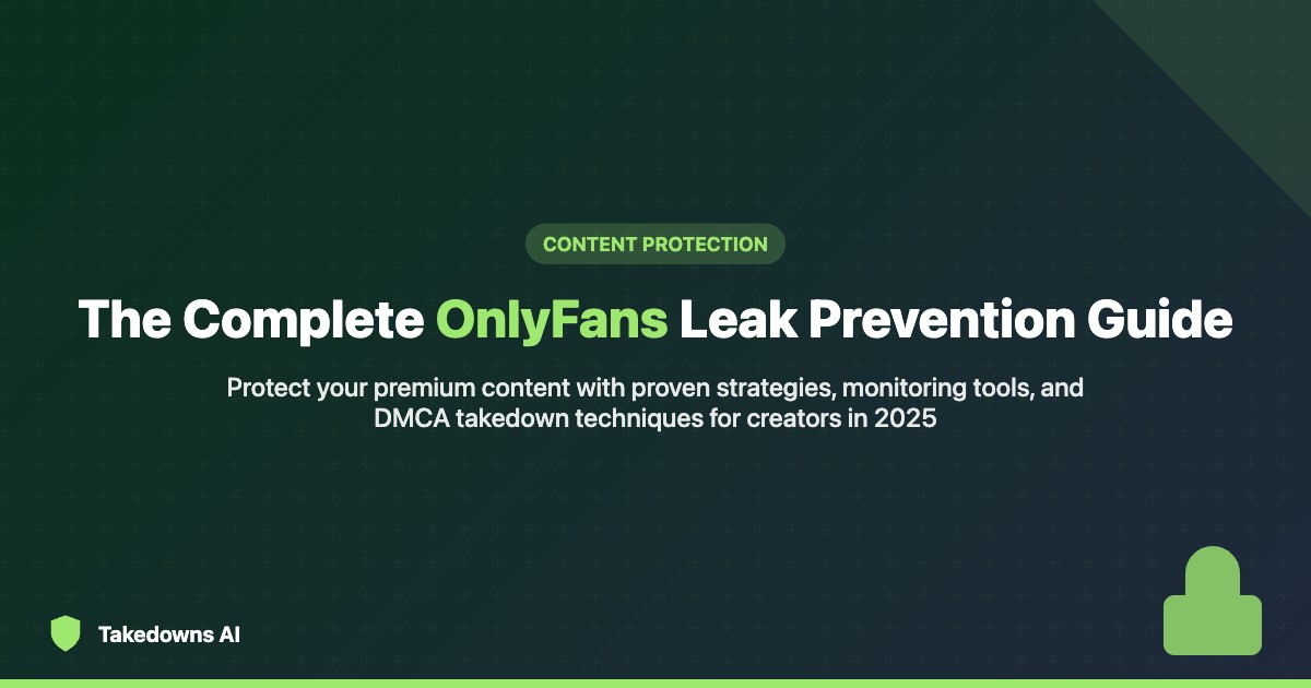 Painel de controlo de remoções DMCA com estatísticas de remoção de conteúdos OnlyFans