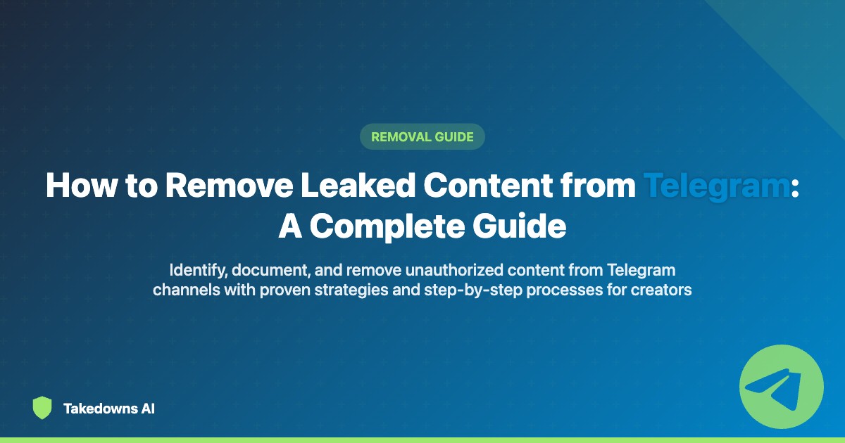 Telegram content removal process visualization with key steps highlighted